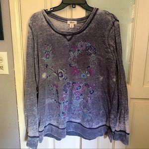 Style & Co purple embroidered pullover sweatshirt Large / L womans Macy’s